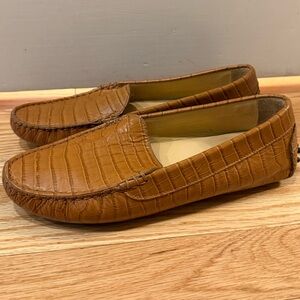 NWOT M Gemi EU 36.5 Handcrafted Luxury Croc Leather Loafers / Preppy, Office